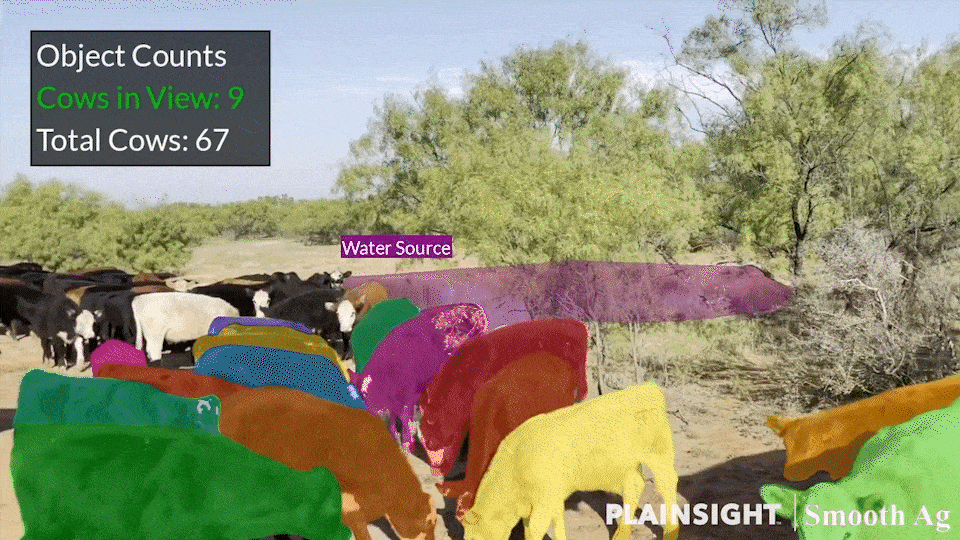 Plainsight's computer vision solution for autonomous ranching in action.
